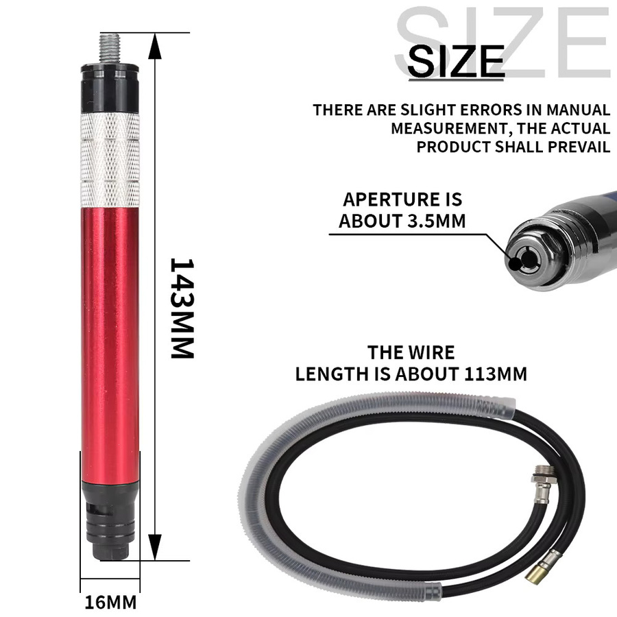 NuoDunco Mini Air Micro Die Grinder Pneumatischer Hochgeschwindigkeits-Gravierstift in Rot zum Polieren und Schneiden von Schmuck und Holz - Bild 2