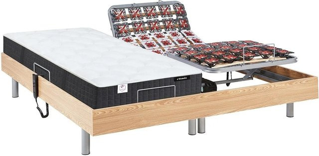 YSMÉE Phanes Hybrid-Bett mit elektrischem Lattenrost aus Massivholz in Naturfarben Hell, B/T/H: 90 x 200 x 71 cm - Bild 1
