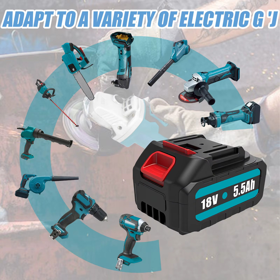 18V 5,5Ah Lithium-Ionen-Akku Set mit EU-Ladegerät in Schwarz - Bild 4