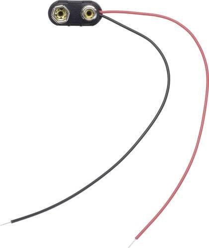 TRU COMPONENTS 18-0092 Batterieclip für 1x 9V Block mit Druckknopfanschluss, Schwarz, B/T/H: 24,5 x 11,8 x 7,3 mm - Bild 1