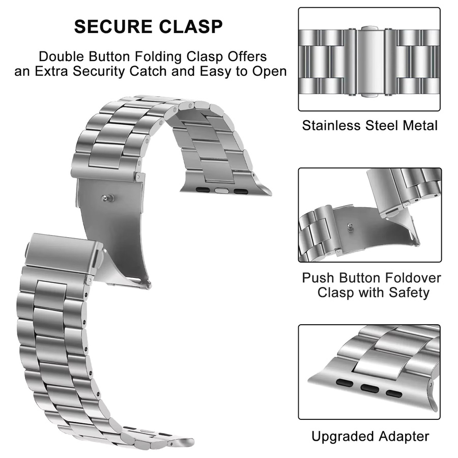 CAOWTAN Uhrenarmband Edelstahl, Silber, Unisex - Bild 2