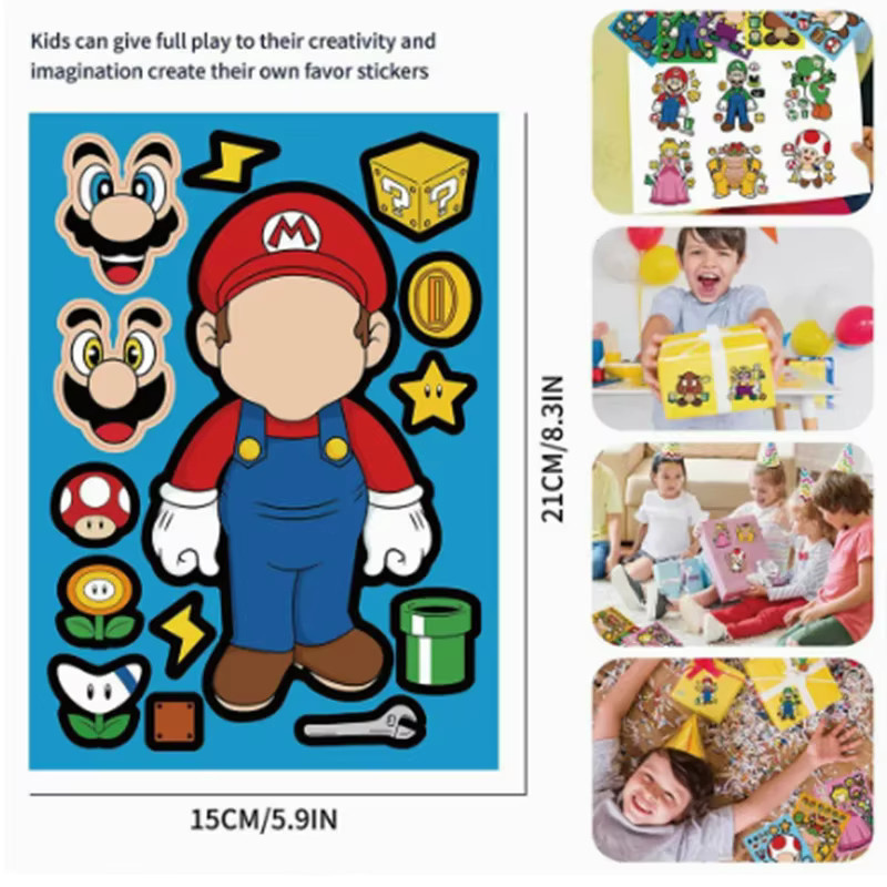 Bandai Mario Bros Figuren Puzzle-Aufkleber, 8/16 Blatt - Bild 2