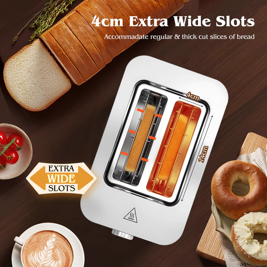 Aigostar Edelstahl Toaster in Silber mit LED-Touchscreen, 850W, 2 Scheiben, 4 cm extra breite Toastschlitze und 6 Bräunungsstufen - Bild 5