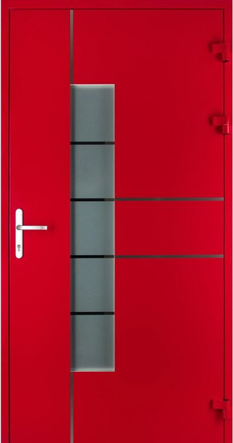 Moderno Haustür M360P in Rubinrot mit Glaseinsatz aus Aluminium, B/H: 110 x 210 cm, DIN Links - Bild 1