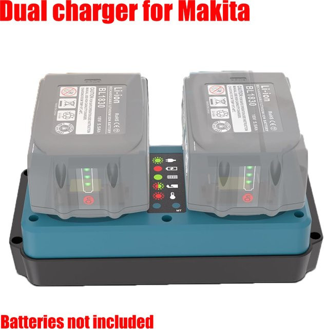 Makita Dual-Port Lithium-Batterieladegerät mit intelligenter LED-Anzeige für 14,4–18 V Akkus - Bild 1