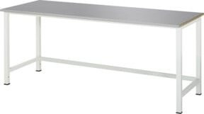 Rau Werktisch 900-1 in Grau mit Edelstahlplatte, B/T/H: 200 x 80 x 82,5 cm - Bild 1