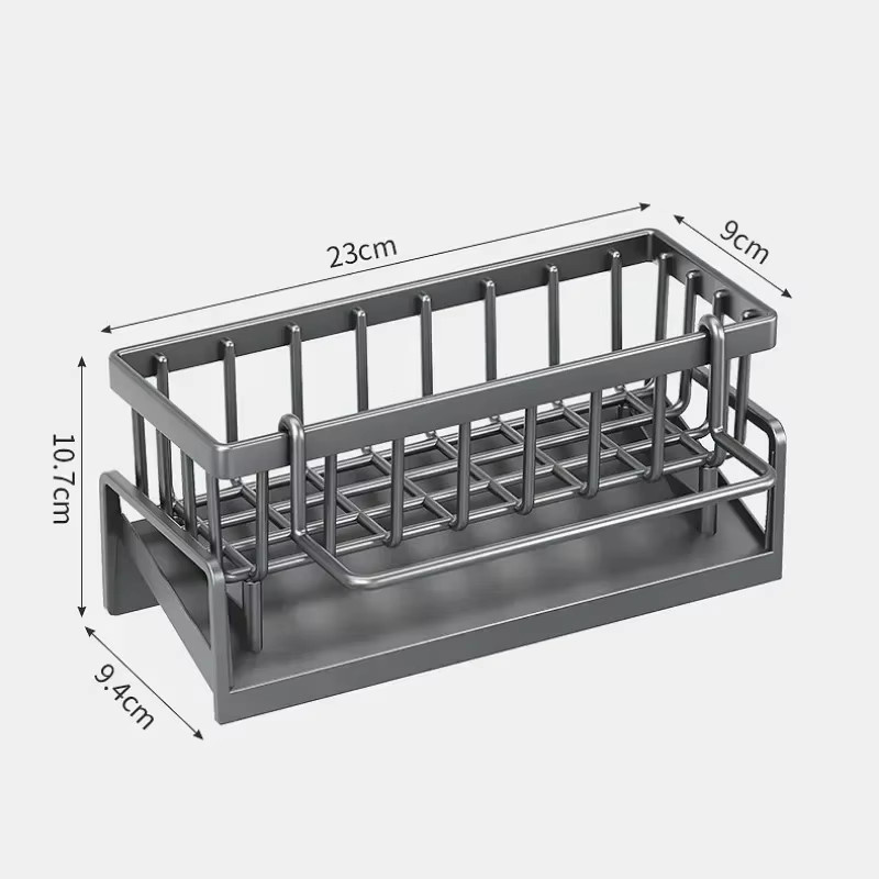 Trebalena Wandmontiertes Abflussregal aus Edelstahl für die Küchenspüle in Silber und Weiß mit selbstentleerender Funktion als Organizer für Schwamm und Handtuchhalter - Bild 4