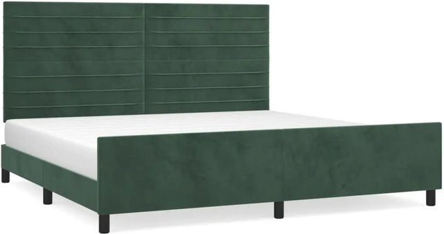 vidaXL Bettgestell mit Kopfteil aus Samt in Dunkelgrün, B/T/H: 200 x 200 x 128 cm - Bild 1