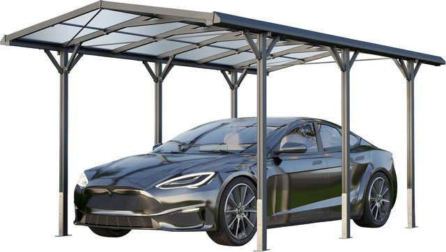 GFP Carport Auto Unterstand aus Aluminium und Polycarbonat in Anthrazit inklusive Regenrinne B: 285 cm, T: 505 cm - Bild 1