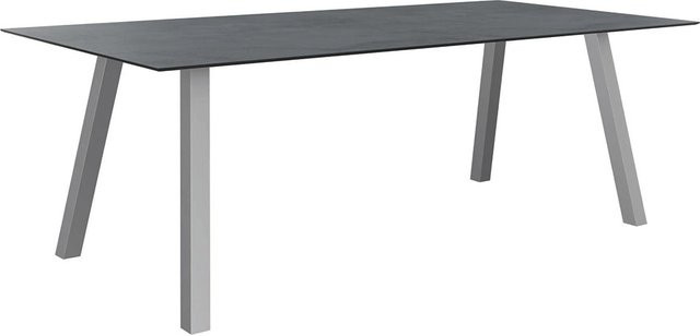 Stern Tisch INTERNO mit Edelstahl-Vierkantrohr-Gestell und Silverstar 2.0 Zement Tischplatte, Farbe Grau, B/T/H: 220 x 100 x 75 cm - Bild 1