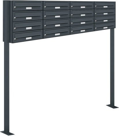 AL Briefkasten-System für 16 Parteien, freistehend, grau/anthrazit, B/H/T: 161,2 x 150 x 27,5 cm - Bild 1