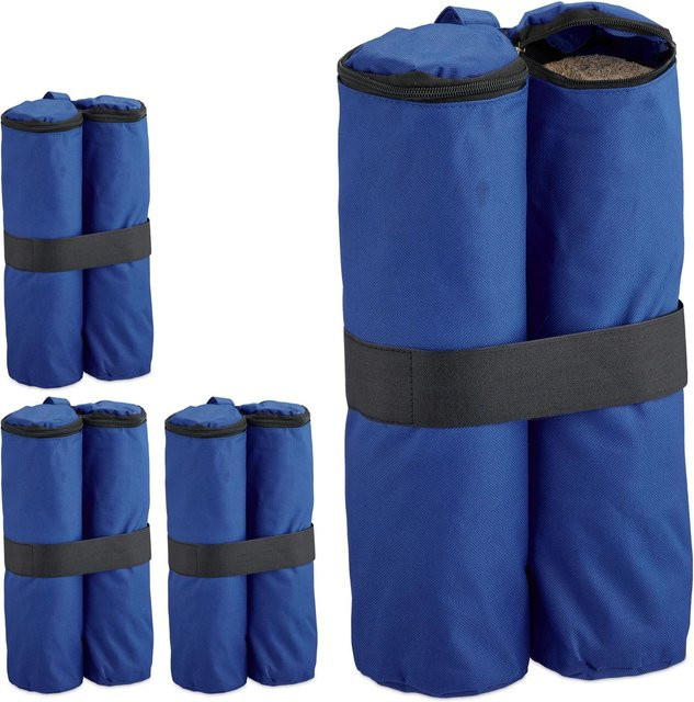 Relaxdays Pavillon Sandsäcke 4er Set aus blauem Polyester, wasserdicht und befüllbar, B/T/H: 40 x 42 x 1,5 cm - Bild 1