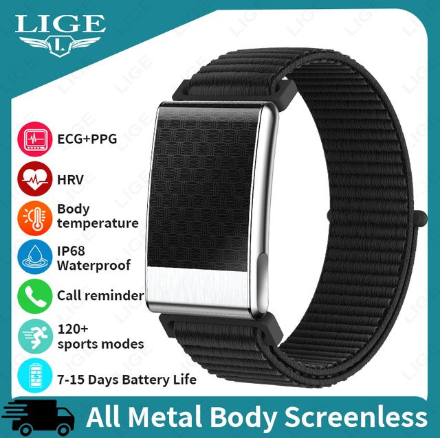 LIGE Smartwatch mit EKG-Gesundheitsanalyse und Schlafmonitor, Fitness-Tracker in Schwarz - Bild 1