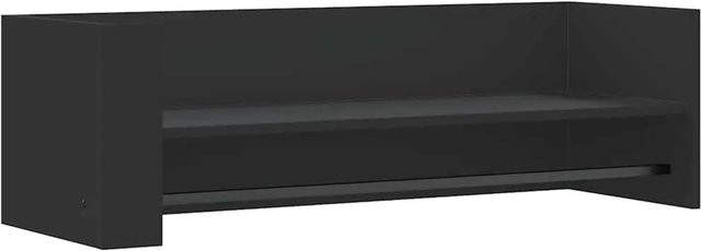 vidaXL Wandregal Schwarz aus Holzwerkstoff mit Kleiderstange, B/T/H: 100 x 35 x 30,5 cm - Bild 1