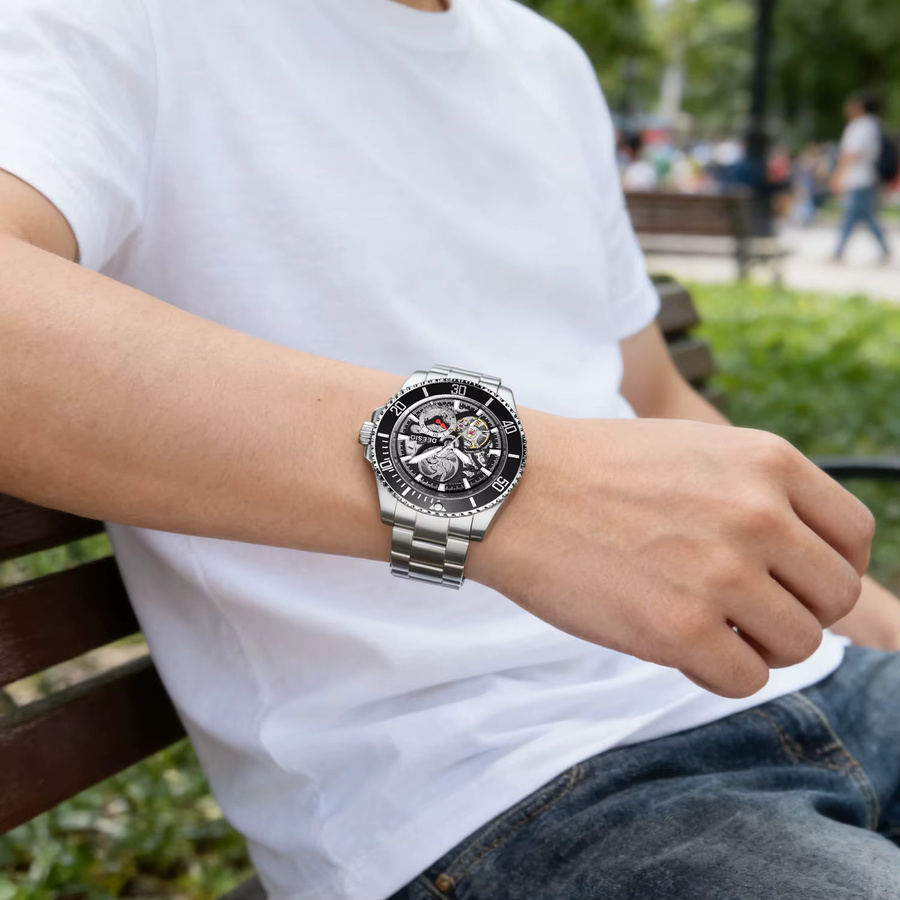 Deesio Armbanduhr Automatik, Edelstahl, Schwarz, Herren - Bild 5