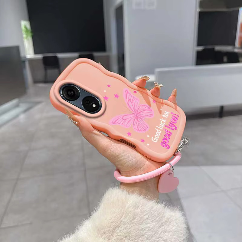 Stoßfeste Handyhülle mit Armband für OPPO A18, OPPO A Reno X 77, 79 und 91 in Pink - Bild 2