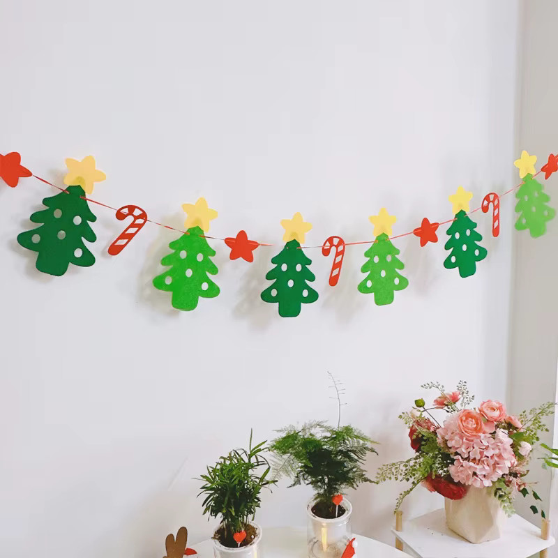 IFITU PUBO Weihnachtliche Hängende Girlande mit Sternen und Bäumen in Bunt für Party und Dekoration - Bild 2