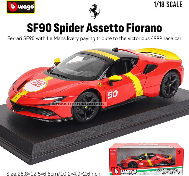 Bburago Ferrari FXXK Evo 296 GTB SF90 488 GTB SP1, Modellfahrzeug, 1:18, Metall - Bild 1