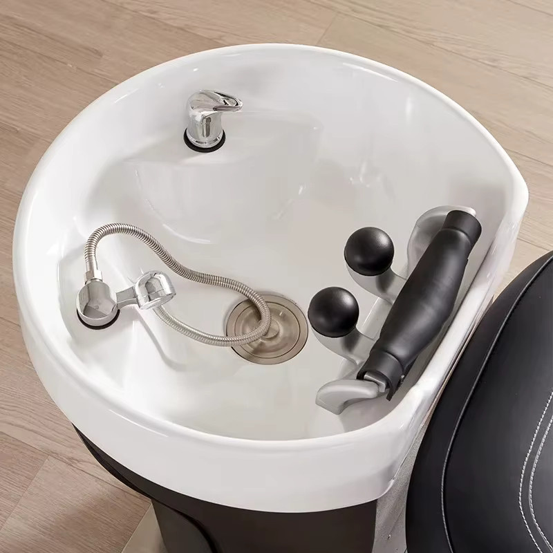 FULANG Elektrisch verstellbarer Friseurstuhl mit integriertem Waschbecken und Shampoo-Liege in Schwarz - Bild 4