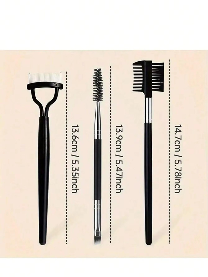 Wimpernkamm und Wimpernzange, Augenbrauenbürste, 3/4 Stück - Bild 4