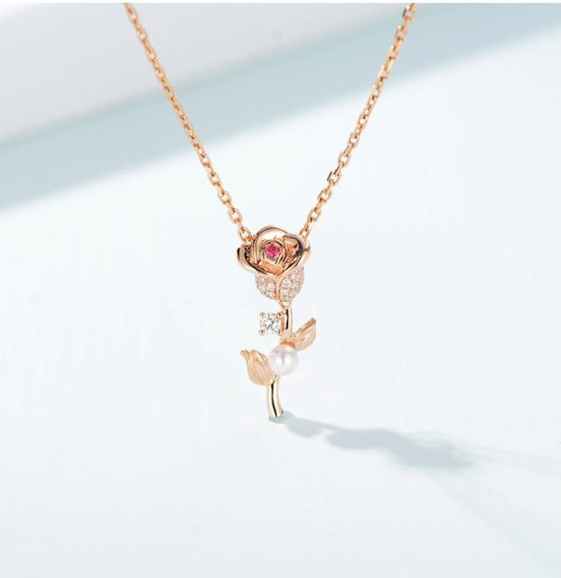 YIRAN Diamantanhänger Roségold, Rot, Damen - Bild 1
