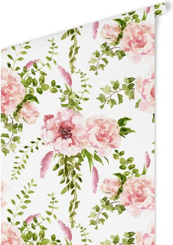 K&L Wall Art Vliestapete Vintage Rosa Frühling Floral in Pink und Mehrfarbig, matt - Bild 1