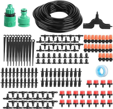 TOMTOP JMS Automatisches Tropfbewässerungssystem für den Garten, 20 m, Schwarz
