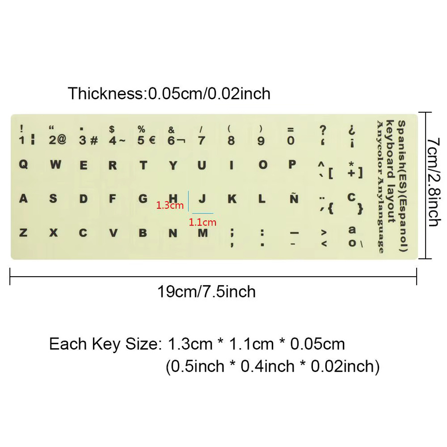 DITIPOO Leuchtende Tastaturaufkleber mit Buchstaben in Spanisch, Englisch, Russisch, Arabisch und Französisch als Schutzfolie - Bild 2