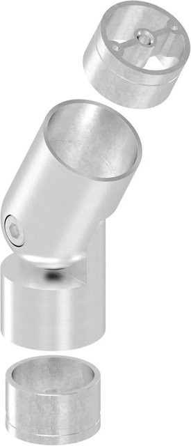FeNau Handlaufverbinder flexibel aus Edelstahl V2A in Silber für Ø 42,4 mm Holzhandlauf, geschliffen Korn 240 - Bild 1