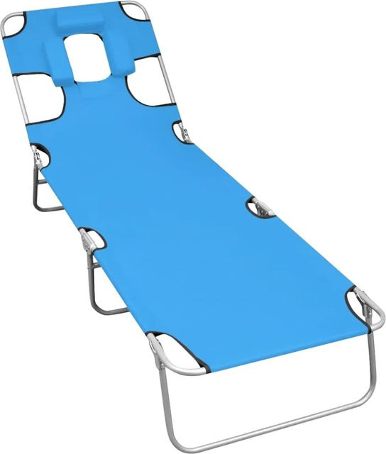 vidaXL Klappbare Sonnenliege aus pulverbeschichtetem Stahl mit verstellbarem Kopfkissen und UV-beständigem Polyester in Türkisblau - Bild 1