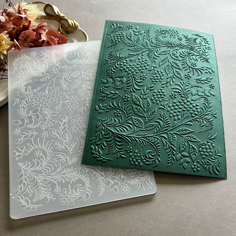 Geprägter Kunststoffordner mit Blumenhintergrunddesign für DIY-Papiersteckbücher und Kartenherstellung - Bild 2