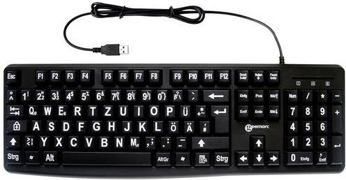Geemarc USB Tastatur QWERTZ Deutsch in Schwarz mit extragroßen Tasten - Bild 1