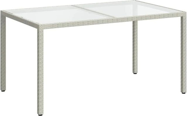 Furnicato Gartentisch aus Poly Rattan und gehärtetem Glas in Weiß, B/T/H: 150 x 90 x 75 cm - Bild 1