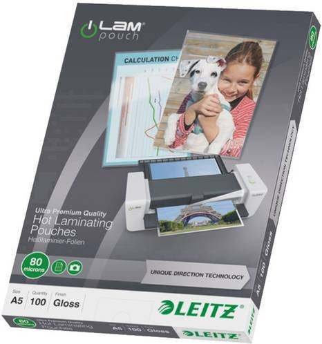 Leitz iLAM Laminierfolie DIN A5 glänzend transparent 80 Micron 100 Stück - Bild 1