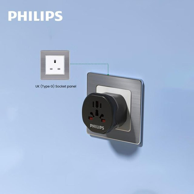 Philips Universal-Reiseadapter Netzteilstecker EU/AUS/US/UK in Schwarz - Bild 1