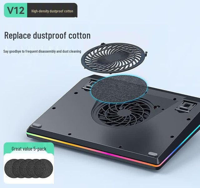 llano V12 Gaming Laptop Kühler Staubfilter 5er-Pack grau - Bild 1