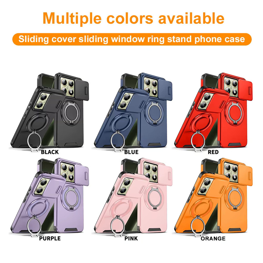Stoßfeste Magnetische Ring Schutzhülle für Xiaomi Redmi 15C 14C 14R 13X 13 A5 A4 K80 K70E mit Kamera-Flip-Schutz in Pink - Bild 3
