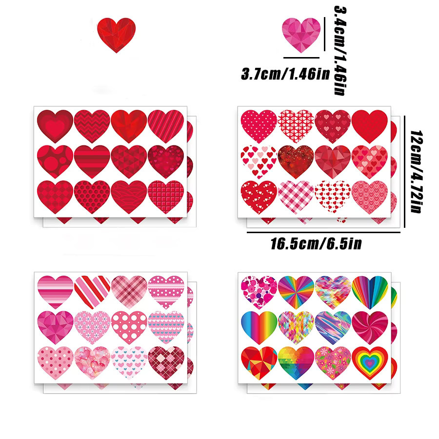 8 Stück Herz Aufkleber für Valentinstag und Hochzeiten zur Dekoration von Geschenkkartons, Umschlägen und Scrapbooking - Bild 3