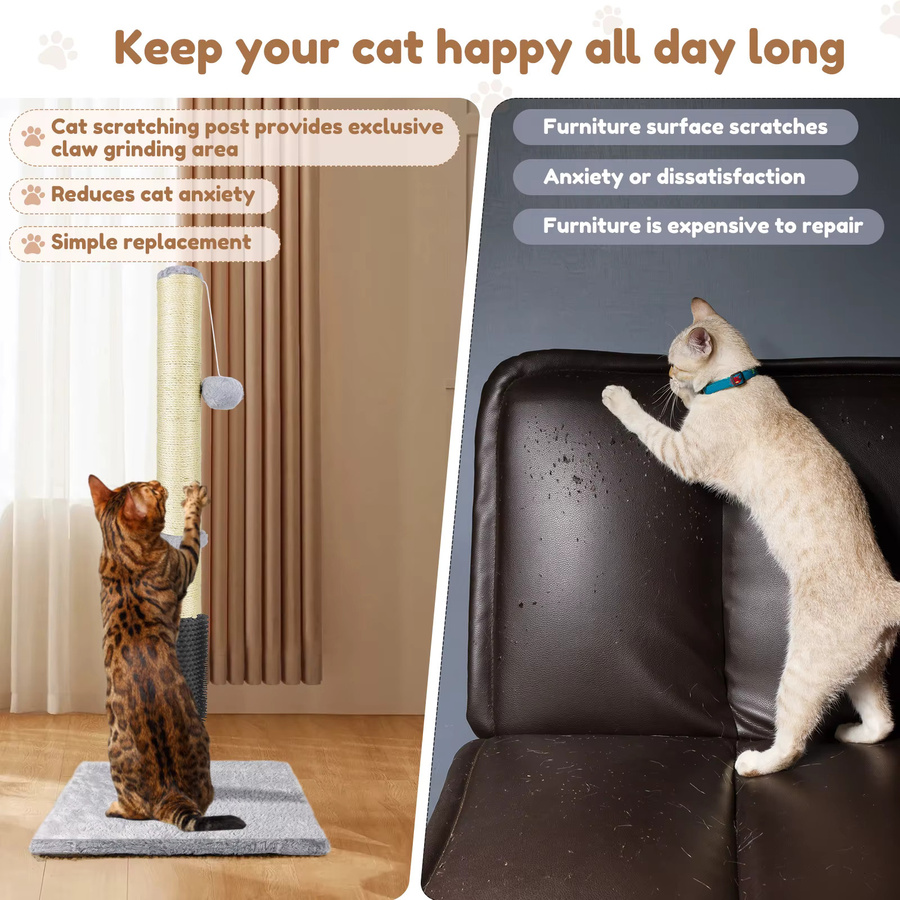 DayPlus Kratzbaumturm für Katzen mit integriertem Spielzeug und Sisalbett, Höhe: 80 cm, Breite: 40 cm - Bild 3
