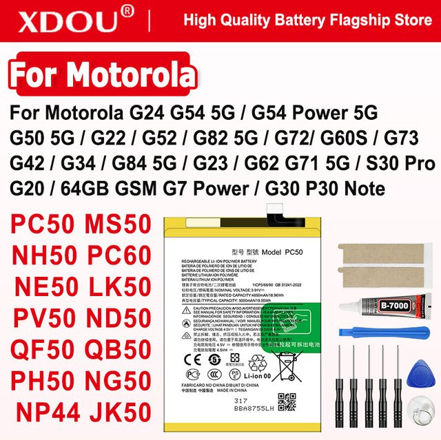 Motorola Ersatzakku in Schwarz für Moto G24 G54 G7 Power G50 G23 G22 G52 G60S G20 G42 G34 G84 G62 G71 G73 5G S30 Pro G30 P30 - Bild 1