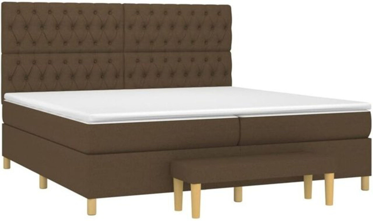 vidaxl Boxspringbett mit Matratze in Braun aus Stoff, Modernes Polsterbett B/T/H: 200 x 200 x 118 cm - Bild 1