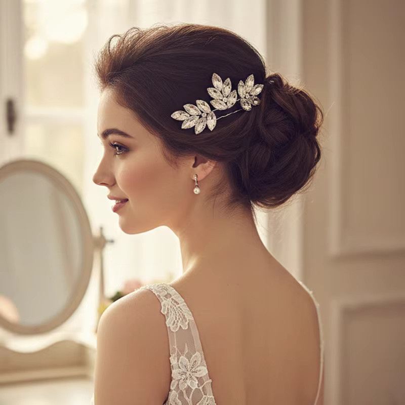 3-teilige Haarnadel, Kristallblatt, Strass, Damen - Bild 2