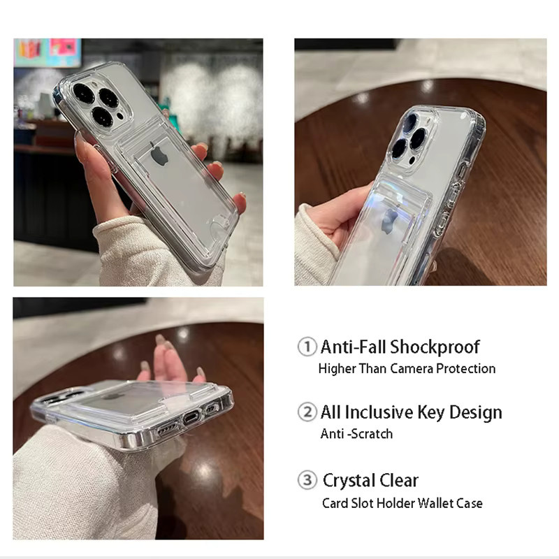 Transparente Stoßfeste Acryl-Handyhülle mit Kartensteckplatz für iPhone 16 15 14 13 12 11 Pro Max Plus XR - Bild 5