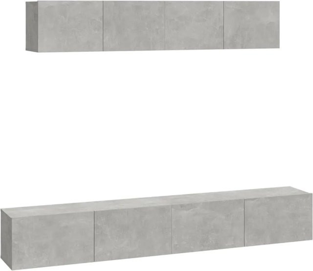 vidaXL 4-tlg. TV-Schrank-Set Modell 31 aus Holzwerkstoff in Betongrau, Wandmontage für dein Wohnzimmer, 2 x B: 80 cm, B: 30 cm, H: 30 cm und 2 x B: 100 cm, B: 30 cm, H: 30 cm - Bild 1