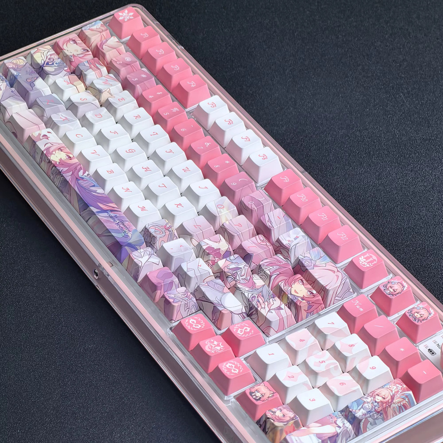 Cyrene Tastenkappen Cherry Profile Honkai Star Rail Anime Design in Pink aus PBT mit Fünfseitiger Sublimation für deine Tastatur - Bild 4