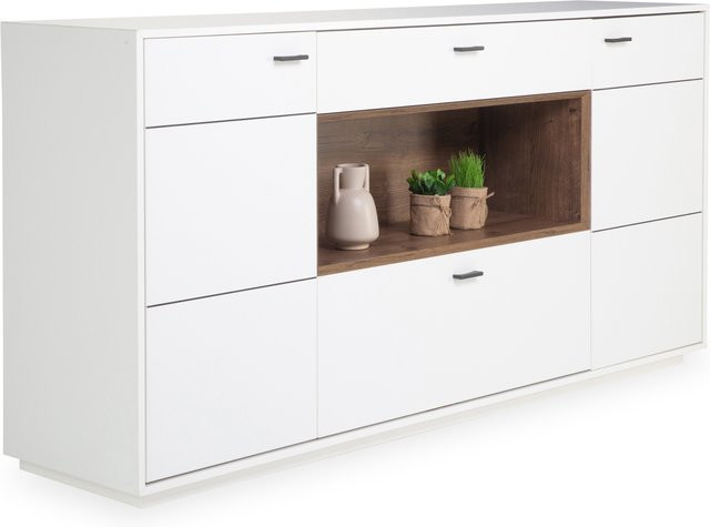 Sideboard HARPER IZARRA in Weiß Matt mit integrierter Beleuchtung, B/H/T: 183 x 76 x 44 cm - Bild 1