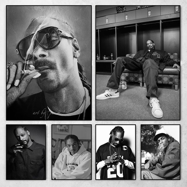 Potdemiel Snoop Dogg Leinwanddruck Wandkunst im modernen Stil, Schwarz, Rechteckig - Bild 1