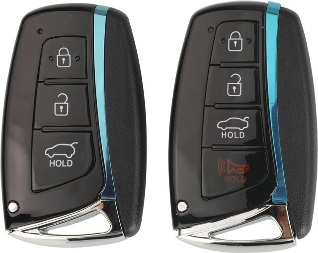 Jingyuqin Smart-Key-Gehäuse für Hyundai Genesis Santa Fe Equus Azera Fernbedienungsschlüsselgehäuse mit 3/4 Tasten in Schwarz - Bild 1