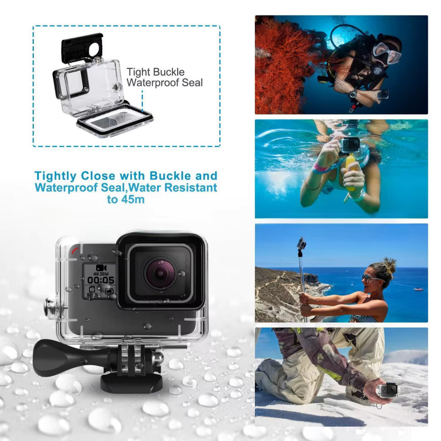 GoPro Unterwasser-Gehäuse für Hero 5, Hero 6 und Hero 7, schwarze wasserdichte Tauchabdeckung für deine Action-Kamera - Bild 3