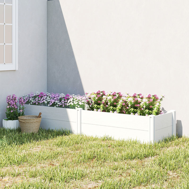 Outsunny Hochbeet aus Kunststoff, Steckbares Pflanzbeet zur DIY-Montage für Garten und Balkon, B/H/T: 197 x 33 x 54 cm - Bild 2